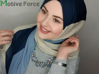 حجاب شيفون أزرق - فستان مسلم