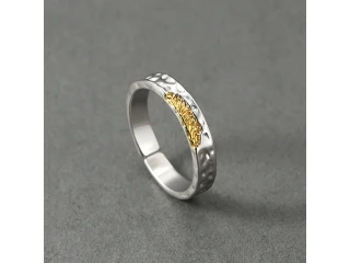 Vintage gold irregular pit pattern ring رجالي jewelry