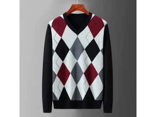 Argyle plaid pull sweater رجالي thin ملابس موضة