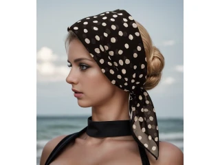 شال حقيبة Retro Polka Dot Montage شيفون مربع